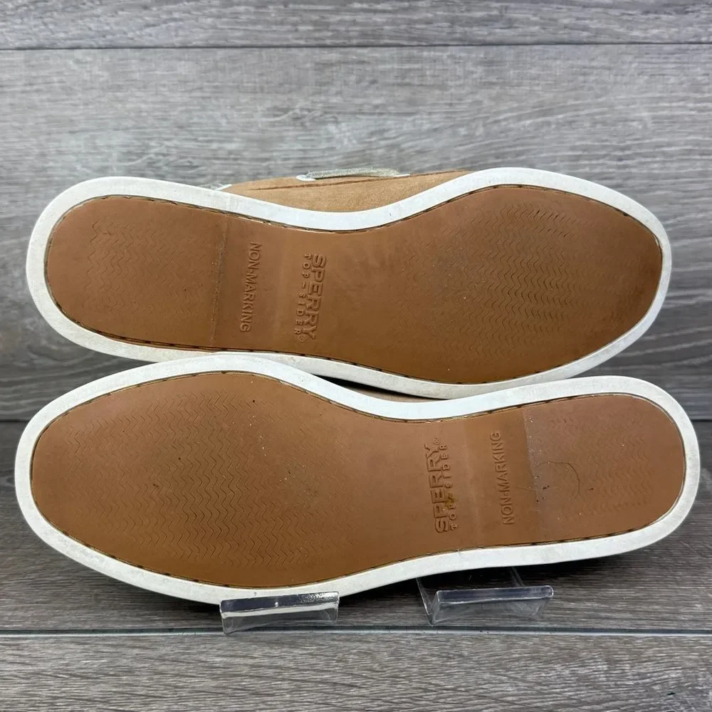 Sperry Top Sider Authentic Original Women’s Sz 8.5 Tan Leather 2-Eye Moccasins